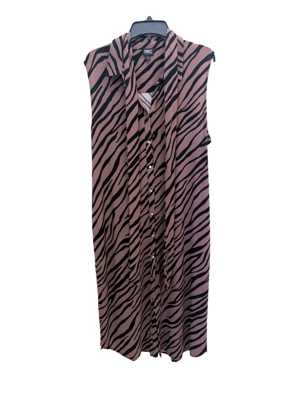 INC International Concepts Zebra Shirt Dress XL Taupe Black